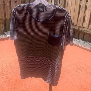 Blue, green and white striped Tee Shirt